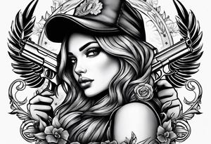 gangsta girl and guns tattoo idea