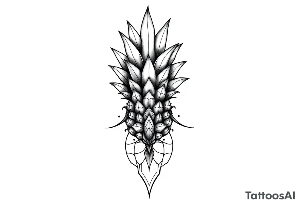 Bushy crown pineapple vagina, design to go over vagina , erotic vagina area design, anus to be at the bottom tattoo idea