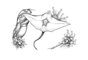 Religious, stingray, coral, jellyfish tattoo idea