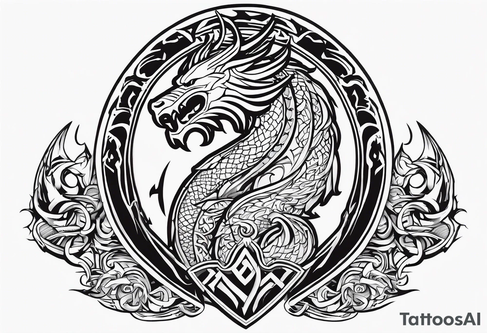 Viking sword Valhalla shield dragon tattoo idea