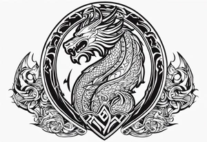 Viking sword Valhalla shield dragon tattoo idea