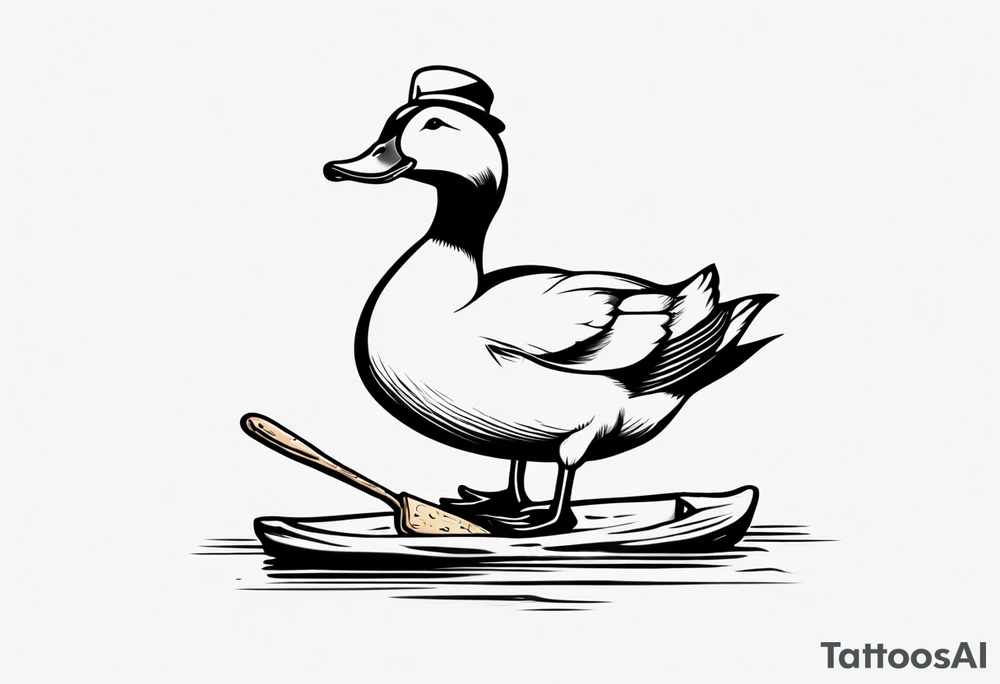 canard avec un béret et une baguette de pain sous l’aile tattoo idea