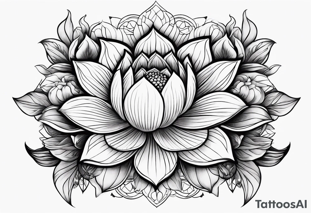 Moon and flower lotos tattoo idea
