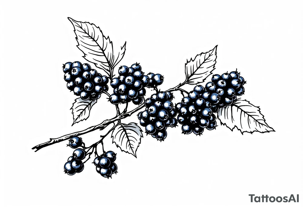 American traditional style Blackberry branch tattoo idea