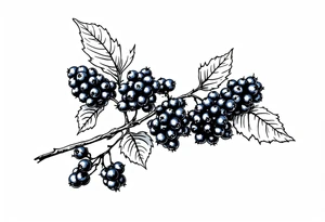 American traditional style Blackberry branch tattoo idea