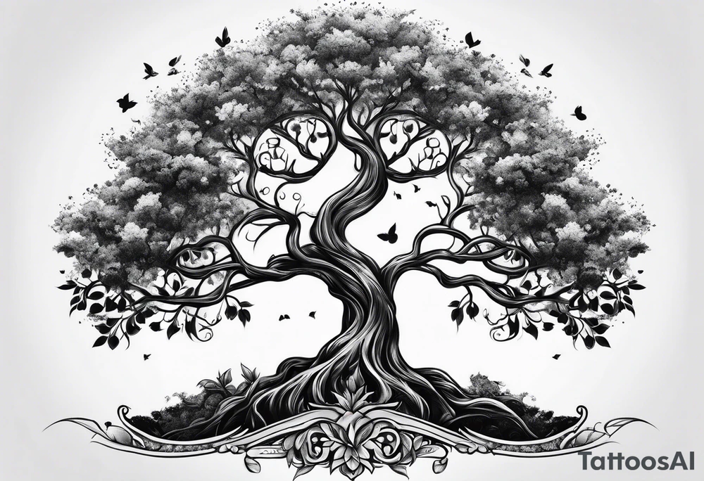 Family tree with roots tattoo idea