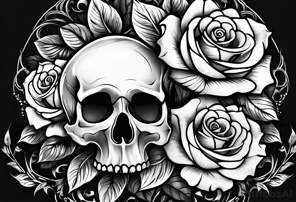 Rose and skull tattoo design tattoo idea