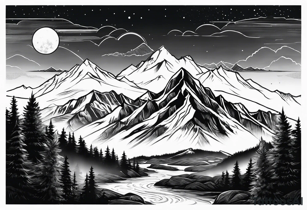mountains explore adventure tattoo idea