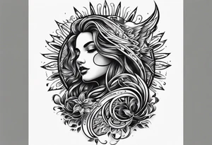 sleeve tattoo sun rays on shoulder and chest tattoo idea
