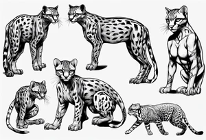 cybernetic ocelot full body tattoo idea