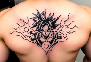legendary dragonball z scene with energy aura and power effects tattoo idea