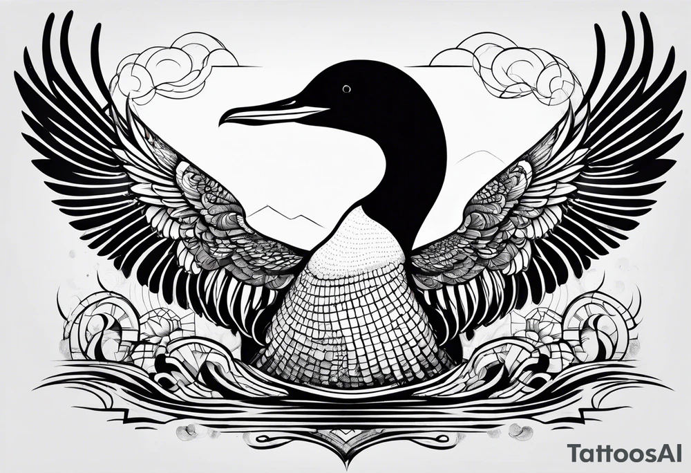A loon with its wings spread looking badass and tough tattoo idea A loon with its wings spread looking badass and tough tattoo idea