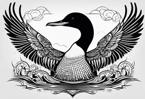 A loon with its wings spread looking badass and tough tattoo idea