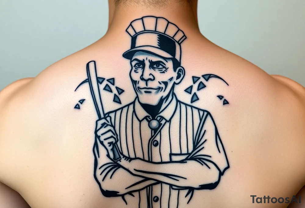 Culinary chef wearing a baseball umpire outfit tattoo idea