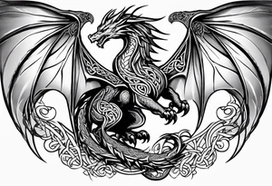 Celtic dragon flying downward tattoo idea
