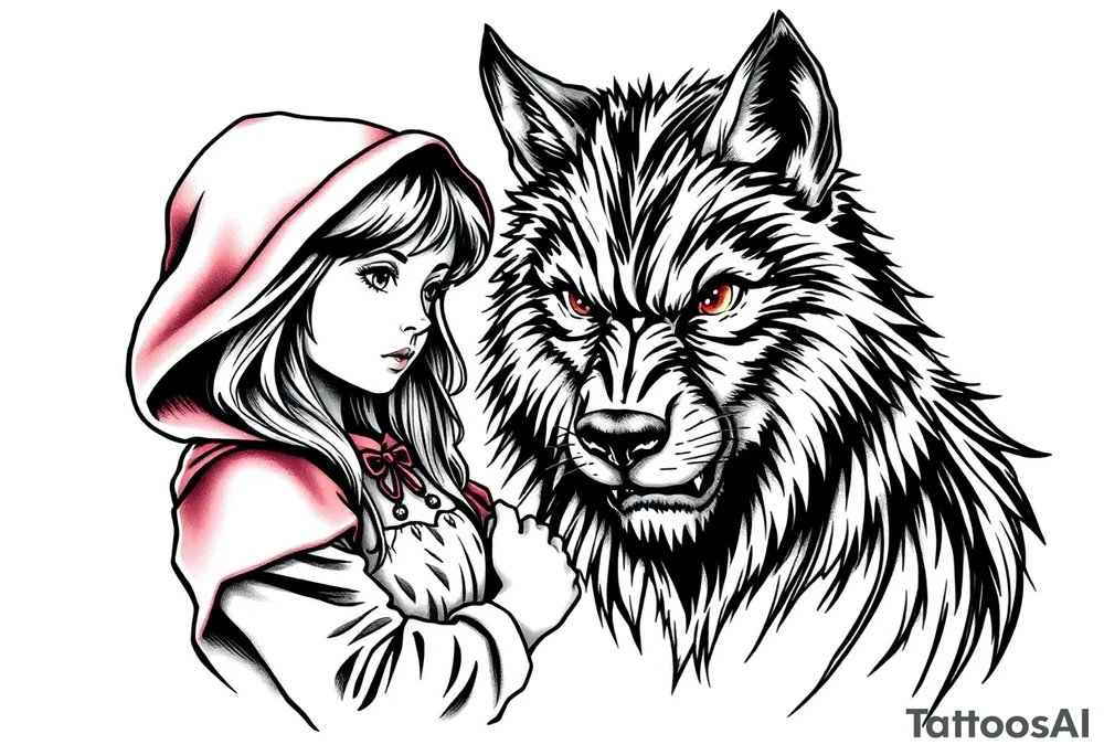 Little red riding hood and big bad wolf tattoo idea