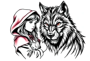 Little red riding hood and big bad wolf tattoo idea