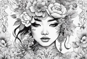 真爱永不消亡 Written within flowers tattoo idea