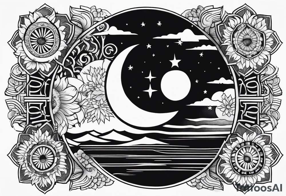 Sun and moon tattoo idea