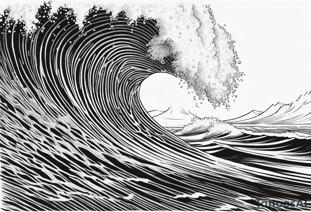 wave traversing a hole, diffraction phenomena, physics tattoo idea wave traversing a hole, diffraction phenomena, physics tattoo idea