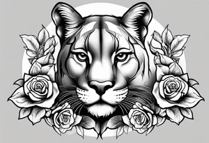 Cougar with roses tattoo idea