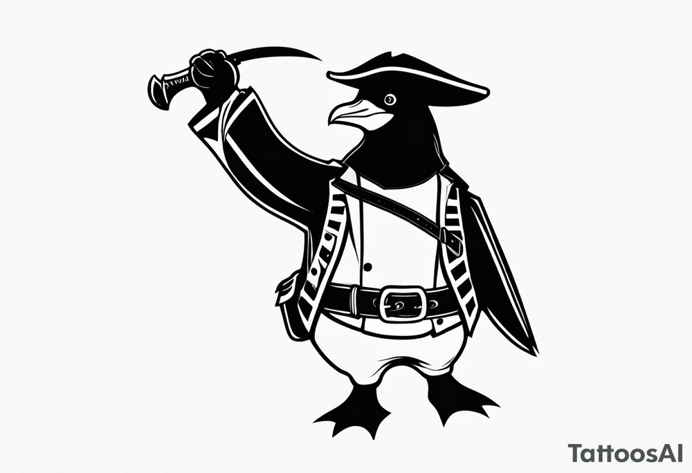 penguin dressed as a pirate tattoo idea