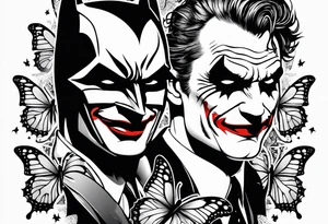 Batman and joker tattoo with butterflies simple tattoo idea