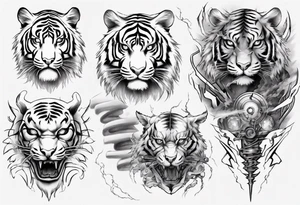 Etherial Tiger and lightning tattoo idea