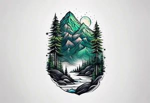 forest mountain forearm tattoo idea