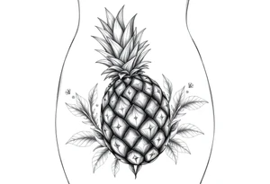 To cover pubic area vagina and anus using a  pineapple with diamonds  and magestic tattoo idea