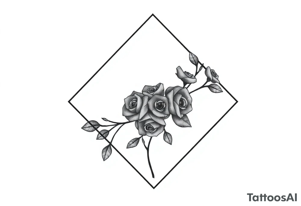Small Roses filling up the inside of an lateral diamond shape tattoo idea