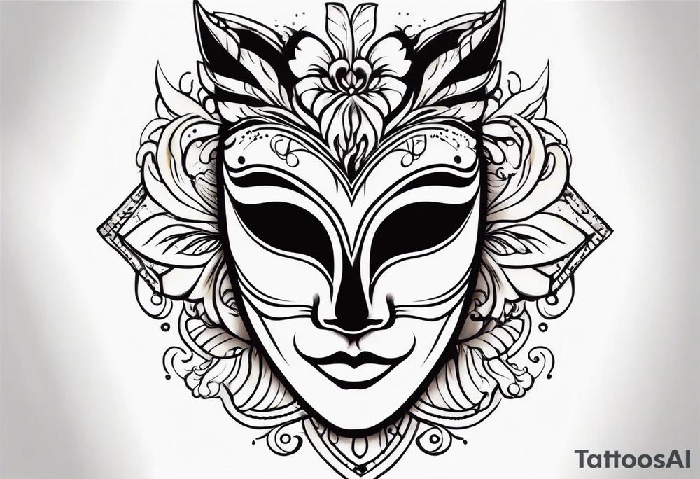 Carnival mask for men on back tattoo idea