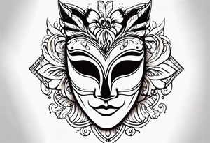 Carnival mask for men on back tattoo idea