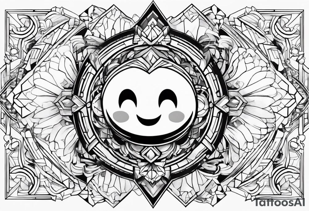 kirby smiling inside a long shinning crystal tattoo idea