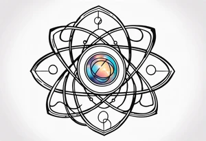 spiritual style atom with electron cloud tattoo idea