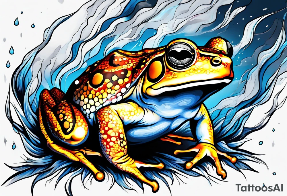 A toad in a thunderstorm tattoo idea