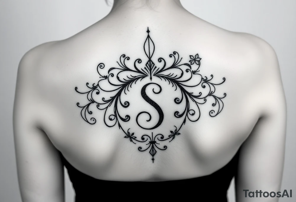 Lorbeerkranz mit integriertem Buchstaben S tattoo idea