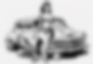 Pinup doll standing next to an old car along the beach tattoo idea