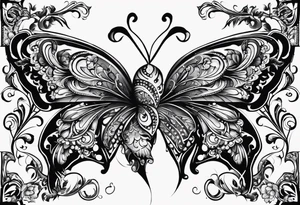 The initials R and S with a butterfly and the date 06/11/2010 tattoo idea