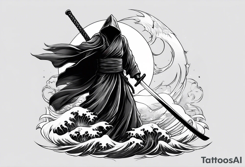katana with grim reaper tattoo idea