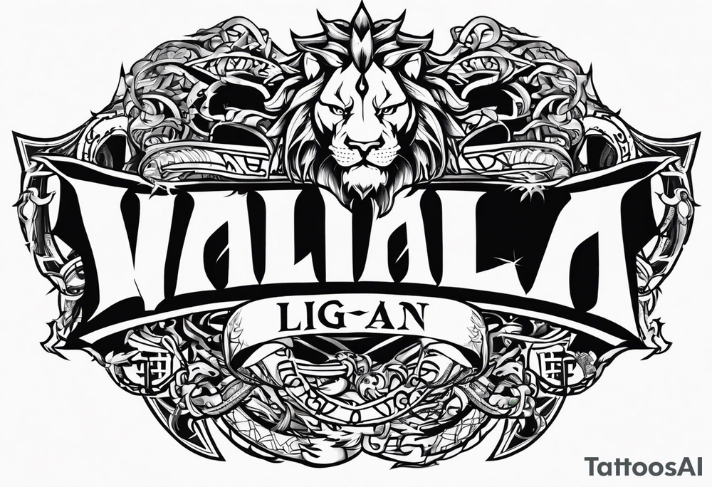 Valhalla  dragon  lion chains tattoo idea