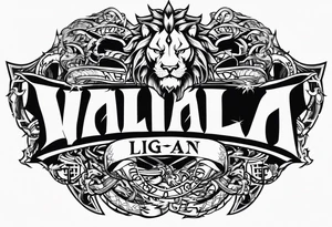 Valhalla  dragon  lion chains tattoo idea