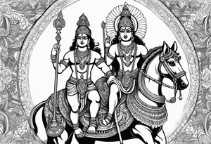 Lord krishna and arjun on a chariot tattoo idea