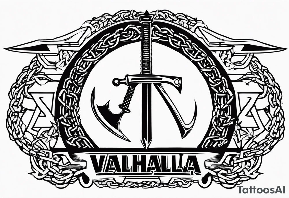 Valhalla sword axe Valknut barbed wire chains tattoo idea Valhalla sword axe Valknut barbed wire chains tattoo idea