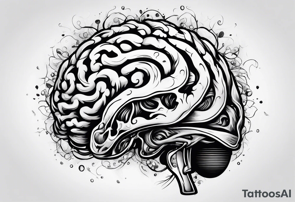 A brain spilling out of a cornocopia tattoo idea