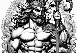 Poseidon mit beetenden Händen tattoo idea