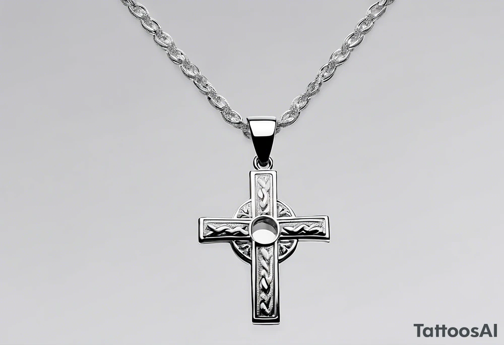 The central focus is a sleek, minimalist cross, symbolizing faith or personal beliefs. Wrapped around the cross is a delicate ribbon, elegantly inscribed with the words “Stay true to who you are.” The ribbon serves as a reminder of self-identity and staying authentic to oneself. Behind the cross, a vibrant gradient of warm colors resembling a sunset creates a striking backdrop, infusing the tattoo with a sense of tranquility and hope. tattoo idea