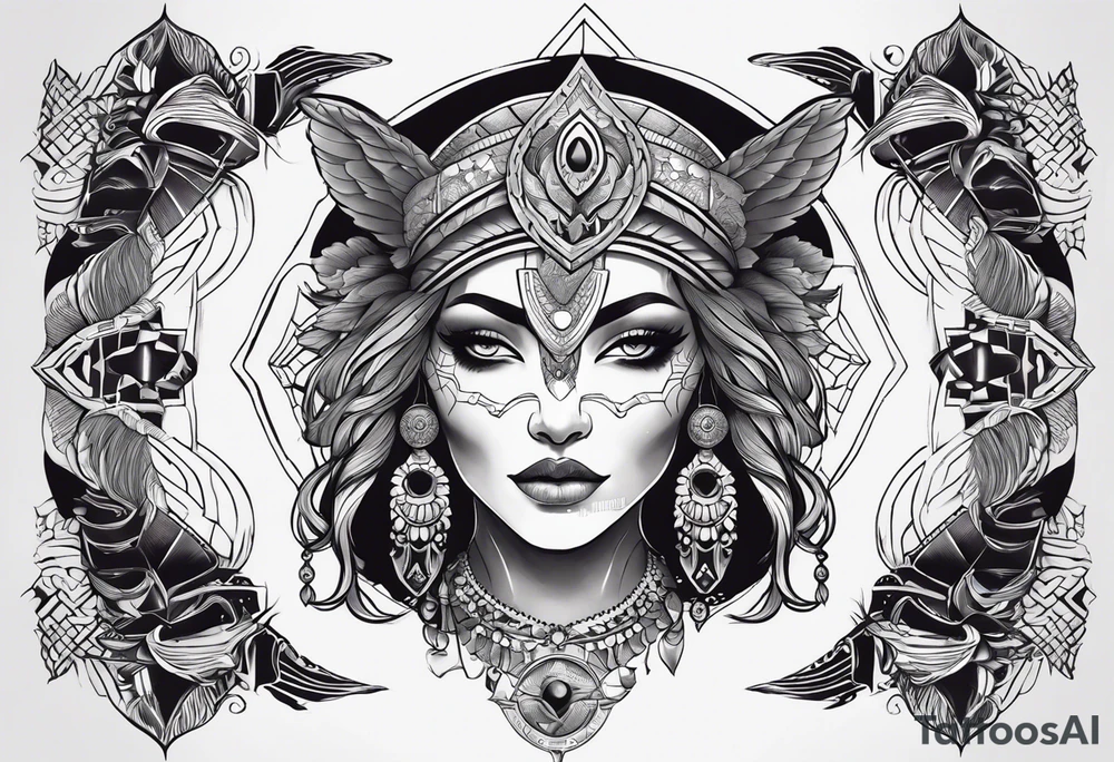 kali ma, alien goddess, valkrye, aries, pirate, divine feminine, zenza resonance, pachamama, lotus azul, blank panther, eagle, skull, 5D, nueva gaya, dna 12 tattoo idea