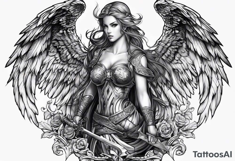 angel warrior tattoo idea