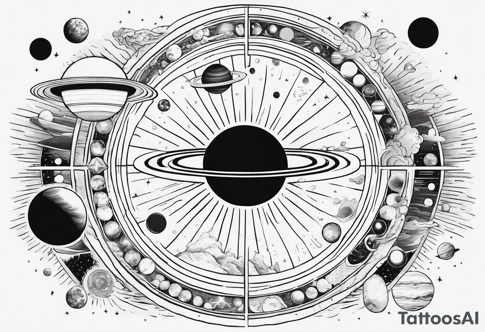 Symbols of the elements of the solar system arranged in order of distance from the sun tattoo idea